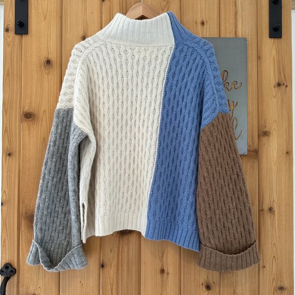 Eleven Six Size Medium/Large Knit Mock Neck Celia Color Block Sweater - Picture 5 of 11